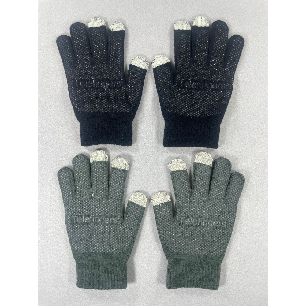 Telefingers Touchscreen Knit Gloves 2 Pair Bundle‎ Black Grey Grip